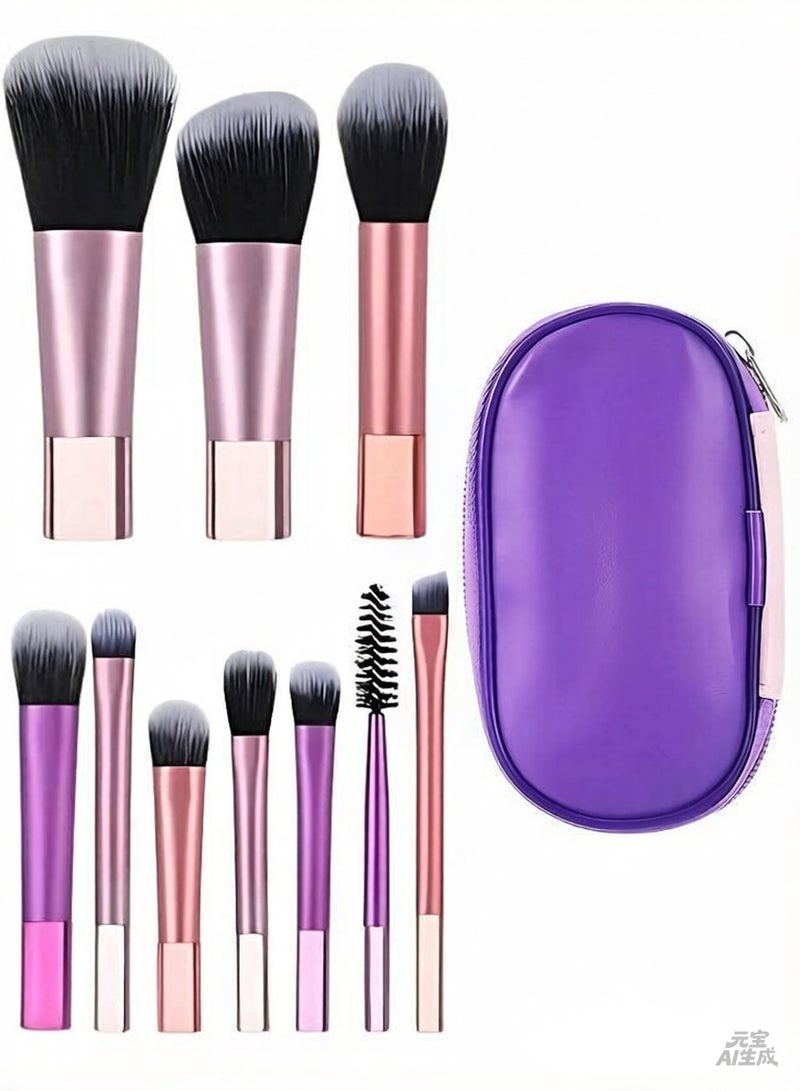 The On The Go makeup brush set contains ten makeup brushes plus a case - S06 - Image 1